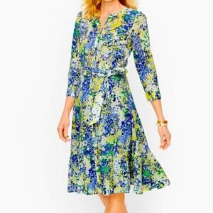 Talbots Floral‎ Print Cotton Blend Button Front Dress -Butterfly Garden Size 2